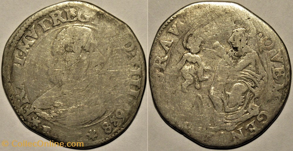 1658, Francesco I d'Este - 2 Lire, Ducato di Modena monnaies europe medievale 1658 francesco i este 2 lire ducato di modena