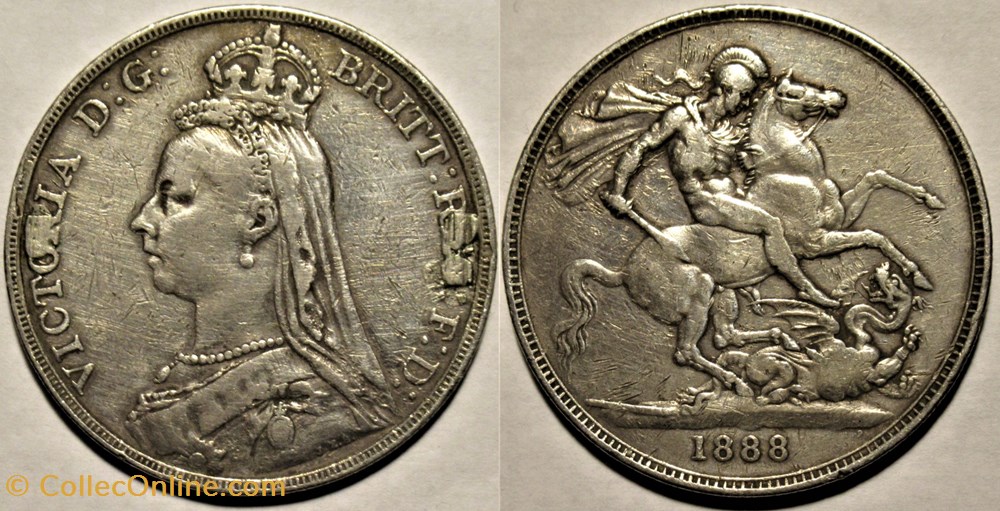Victoria - One Crown 1888 - Kingdom of Great Britain monnaies monde royaume uni victoria one crown 1888 kingdom of great britain
