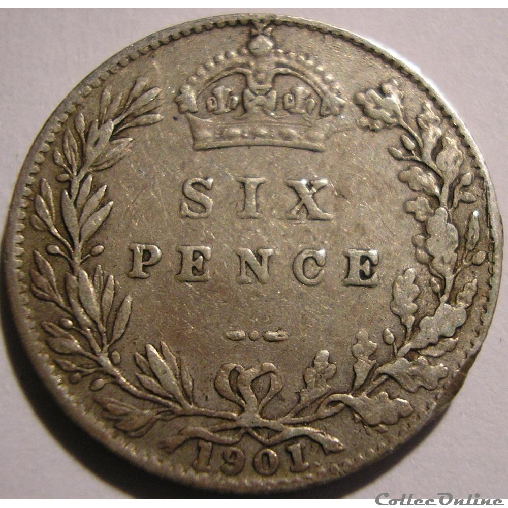 Victoria - Sixpence 1901 - Kingdom of Great Britain monnaies monde royaume uni victoria sixpence 1901 kingdom of great britain