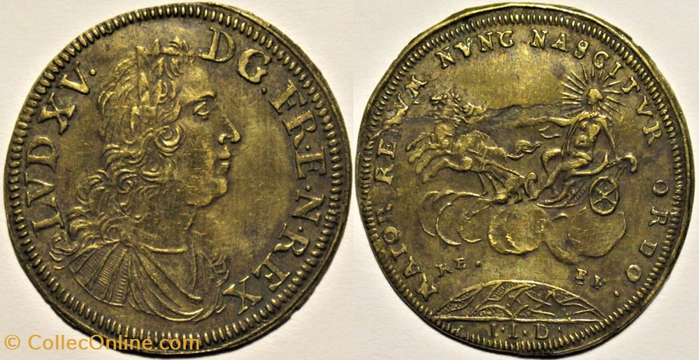 Louis XV - ca.1730, Aurore sur son char - Rechenpfennig by Dietzel monnaies paranumismatique jetons poids louis xv ca 1730 aurore sur son char rechenpfennig by dietzel