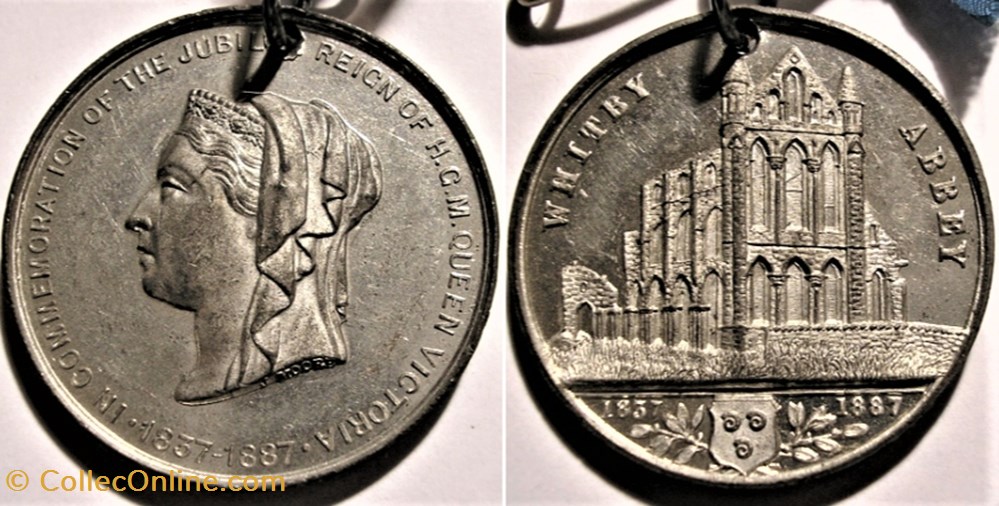 medaille royaume uni victoria 1887 golden jubilee medallion whitby abbey england