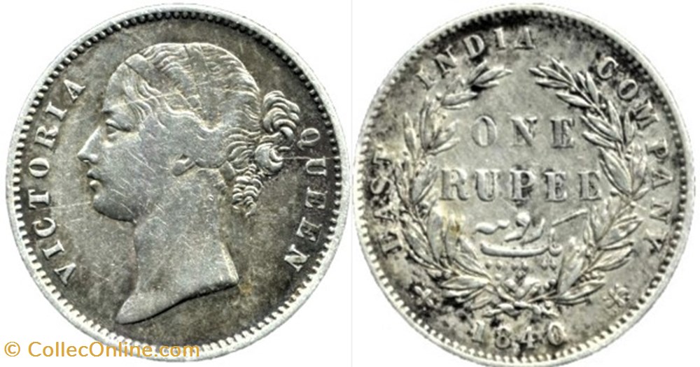 Victoria - One Rupee 1840 Bombay - British India monnaies monde inde victoria one rupee 1840 bombay british india