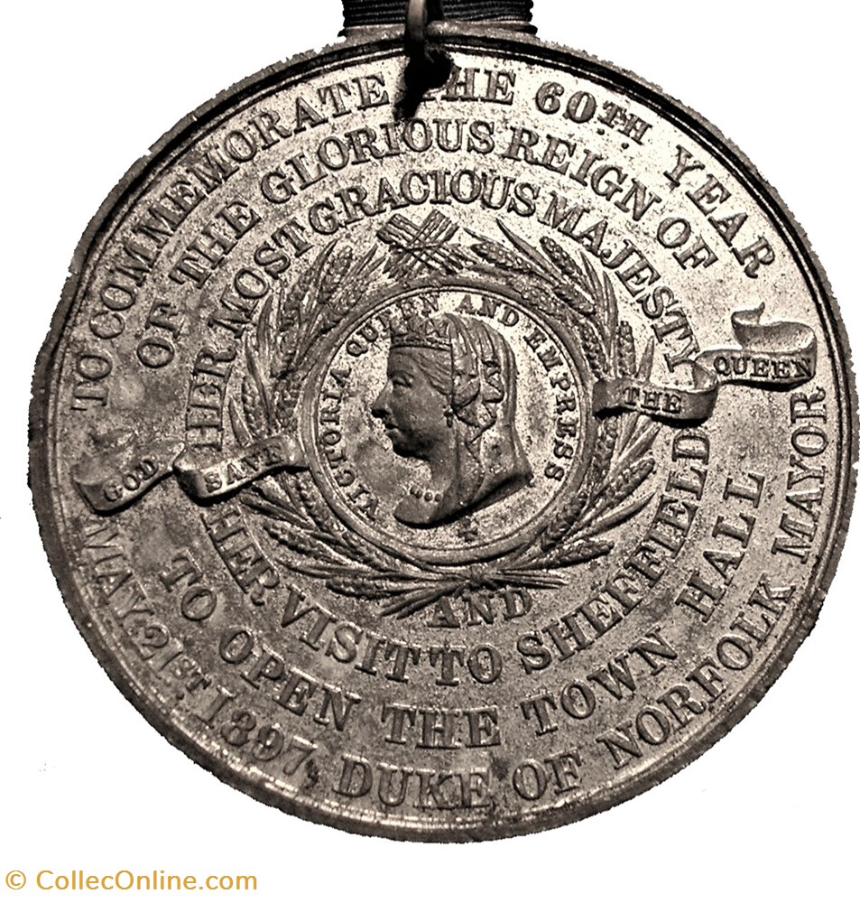 medaille royaume uni victoria 1897 jubilee medal opening of town hall of sheffield uk