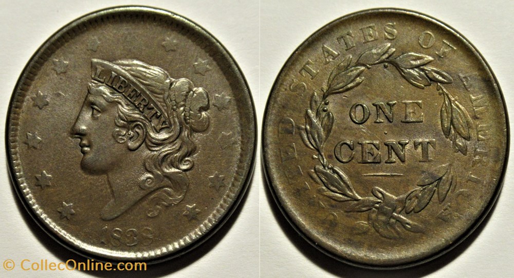 monnaies monde etats unis 1838 one cent