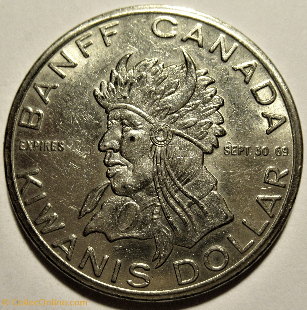 monnaies paranumismatique jetons poids kiwanis dollar indian days token 1969 banff alberta