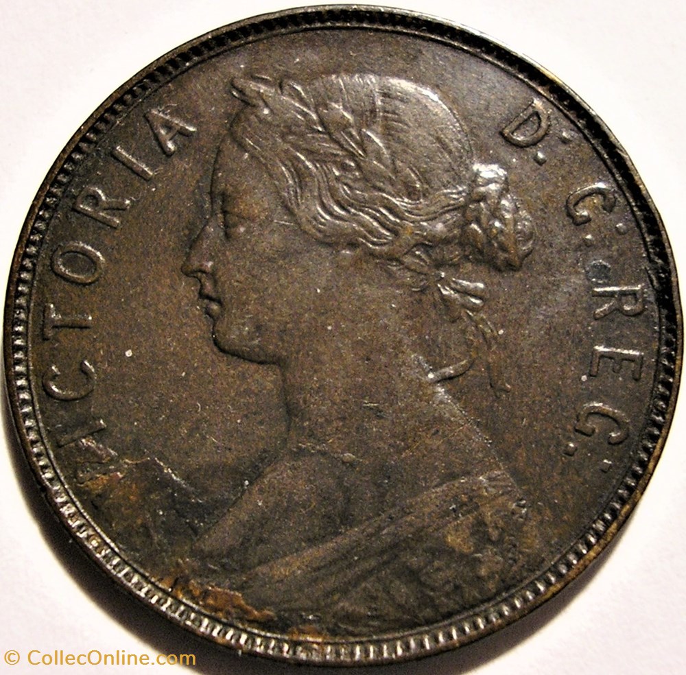 Victoria - One Cent 1880 Newfoundland - Error: Flaw Planchet monnaie monde canadum victoria one cent 1880 newfoundland error flaw planchet