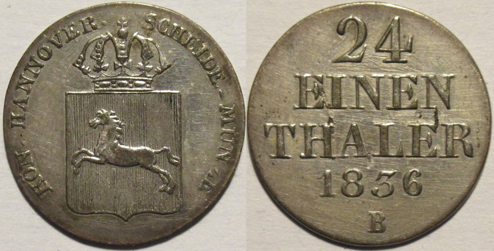 William IV - 1/24 Thaler 1836 - Kingdom of Hannover monnaies monde allemagne william iv 1 24 thaler 1836 kingdom of hannover