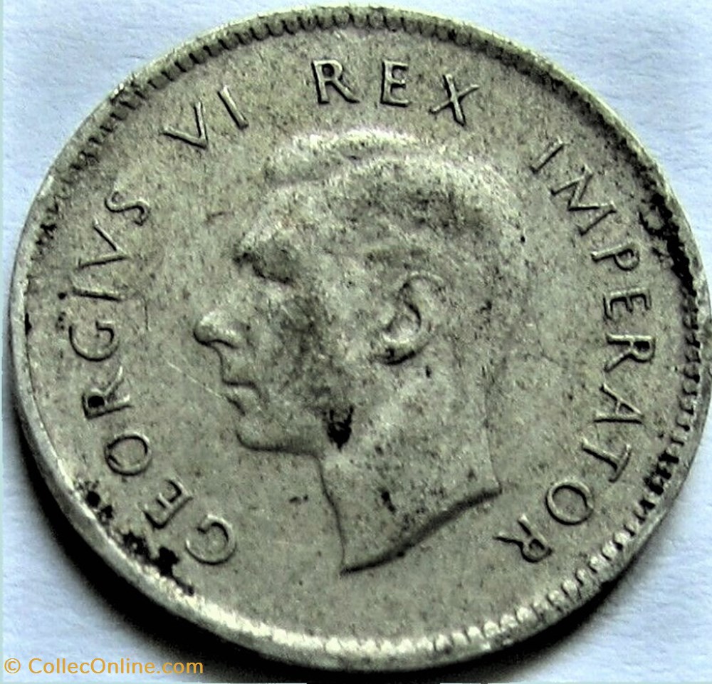George VI - 3 Pence 1937 - South Africa (ex.2) 2 monnaies monde afrique du sud george vi 3 pence 1937 south africa ex 2