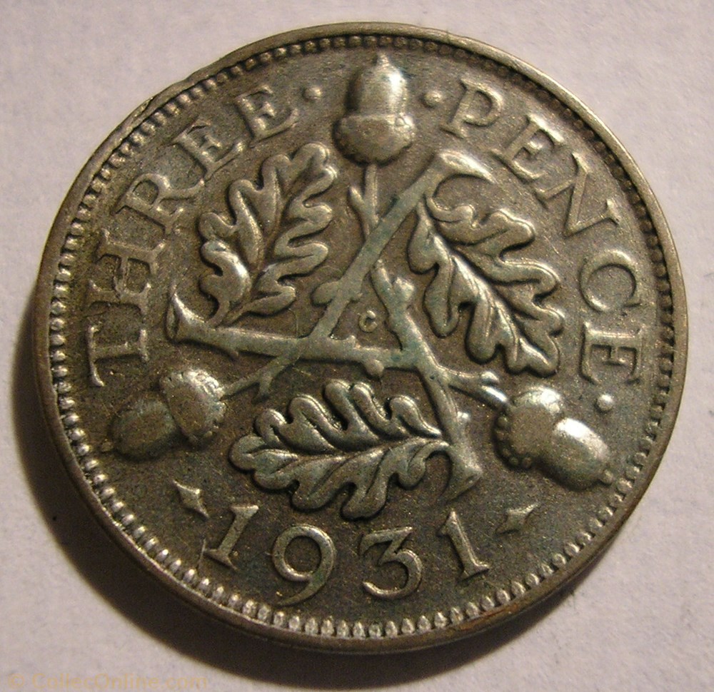 George V - 3 Pence 1931 - United Kingdom - Flaw Planchet monnaie monde royaume george v 3 pence 1931 united kingdom flaw planchet