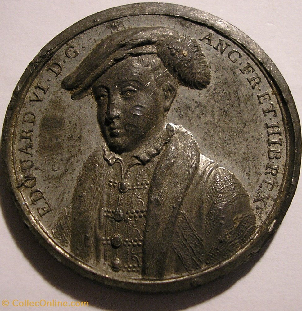 King Edward VI Tudor - Merit Medal by Jean Dassier - 1700's 2 medailles royaume uni king edward vi tudor merit medal by jean dassier 1700 s