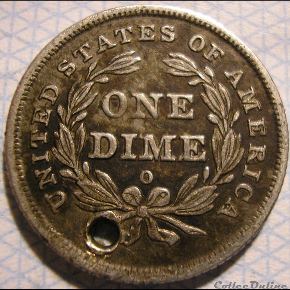 1839 o Dime / 10 Cents 2 monnaies monde etats unis 1839 o dime 10 cents