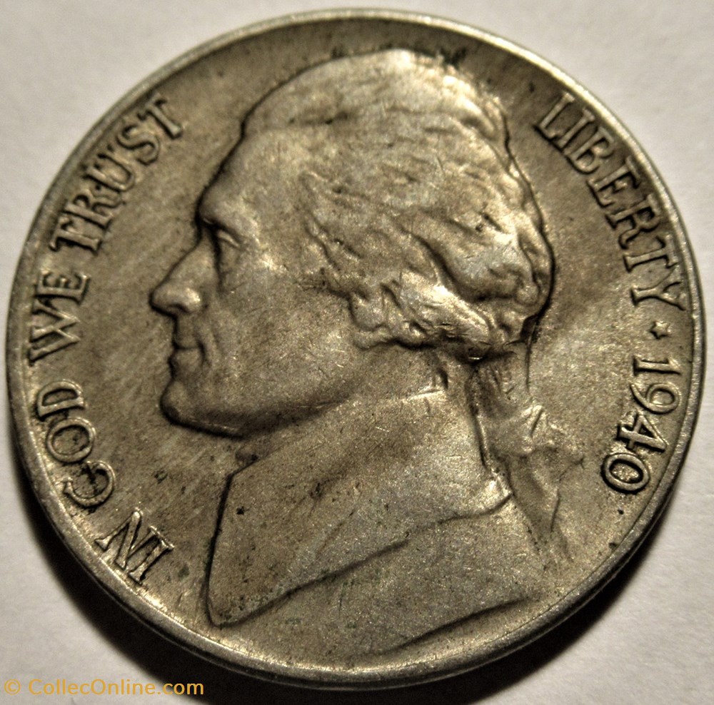 monnaies monde etats unis 1940 five cents jefferson denver 1st portrait