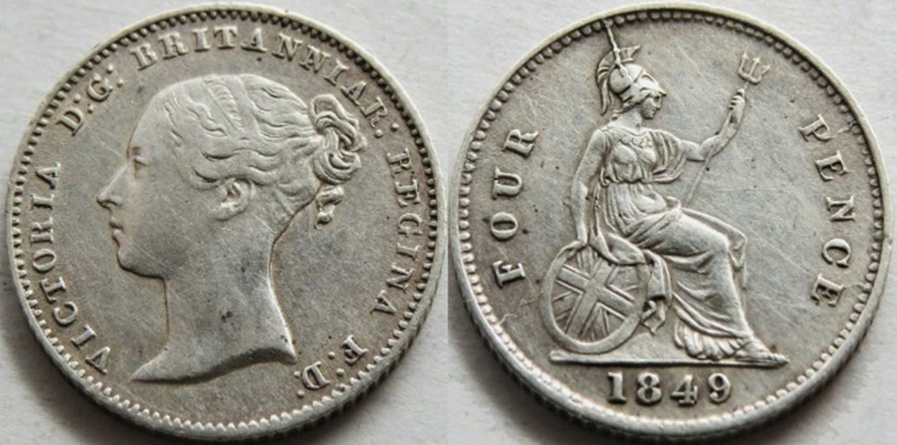 monnaies monde royaume uni victoria 4 pence 1849 8 great britain ex 2