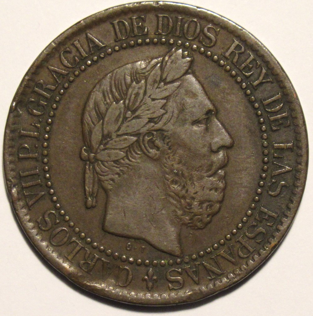 1875 - 10 Centimos - Carlos VII de España (Pretendiente Carlista) monnaies monde espagne 1875 10 centimos carlos vii de espana pretendiente carlista
