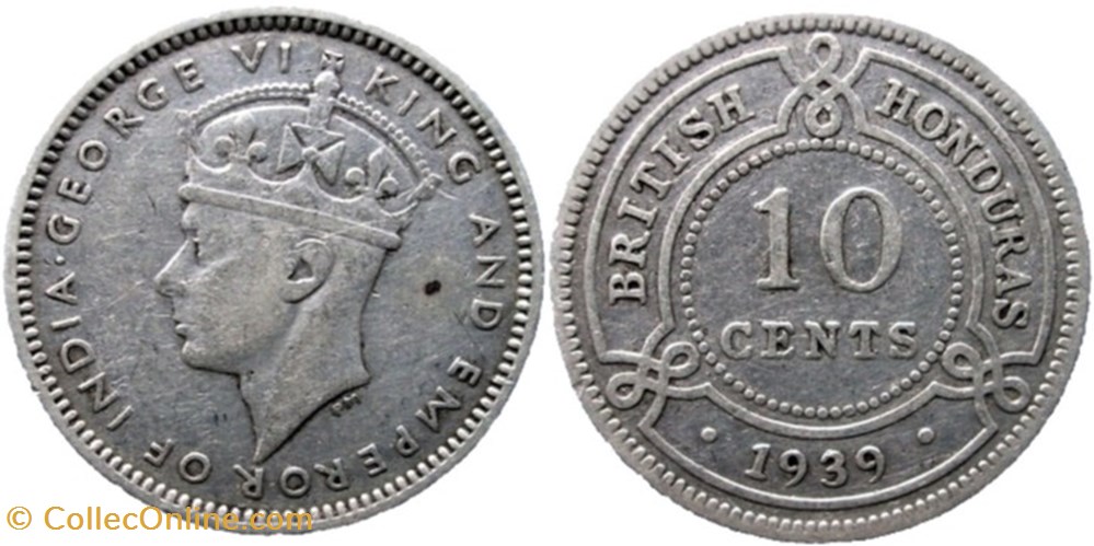 George VI - 10 Cents 1939 Belize monnaies monde george vi 10 cents 1939 belize