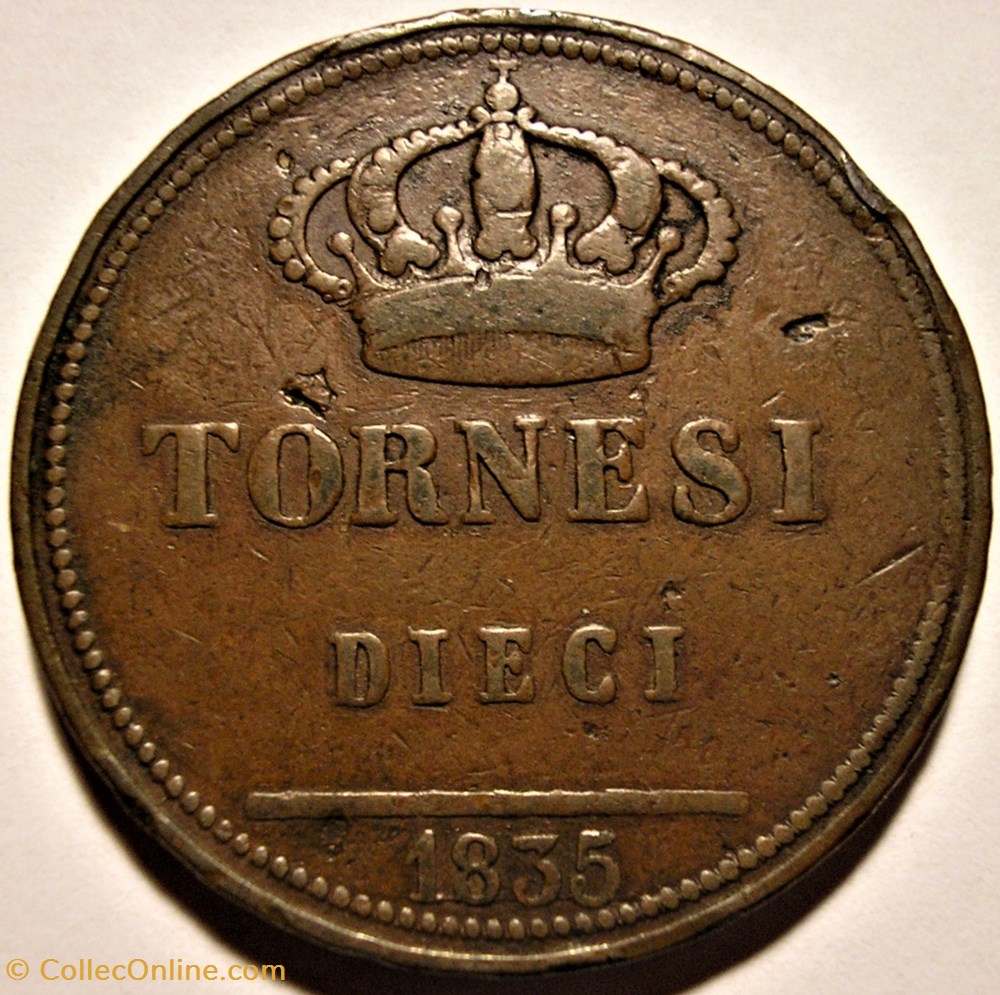 1835 Royaume de Naples, 10 Tornesi - Ferdinando II monnaies monde italie 1835 royaume de naples 10 tornesi ferdinando ii