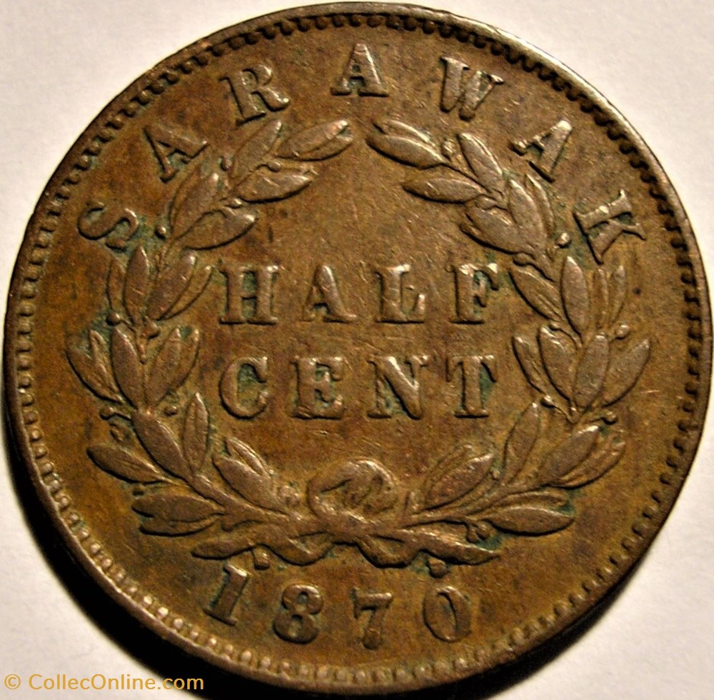 Charles Brooke - Half Cent 1870 monnaie monde malaisie charles brooke half cent 1870
