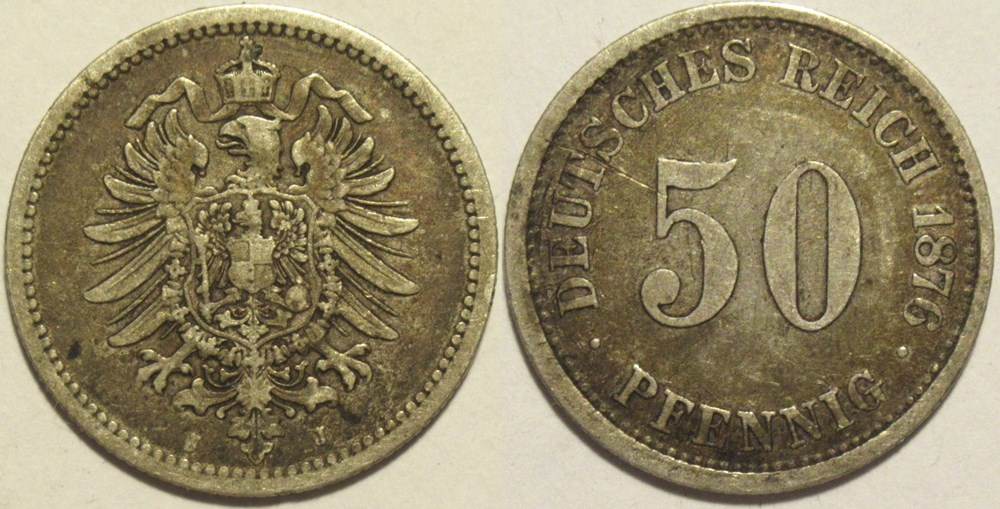 monnaies monde allemagne wilhelm i 50 pfennige 1876 hamburg german empire