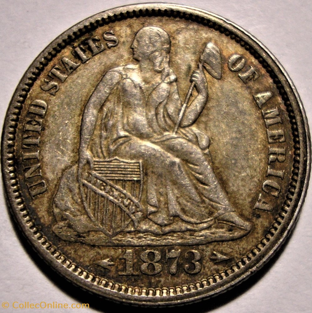 monnaies monde etats unis 1873 dime 10 cent arrows