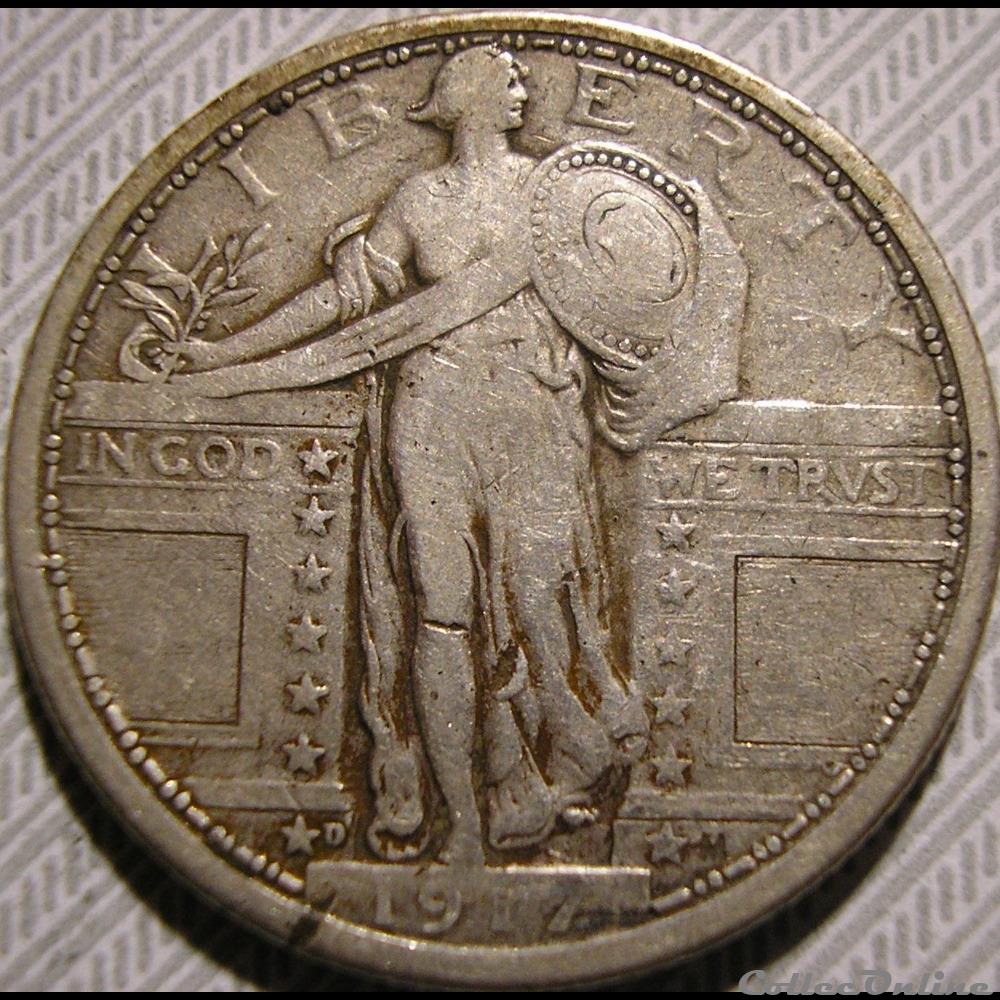 1917 Denver Quarter Dollar monnaie monde etat uni 1917 denver quarter dollar