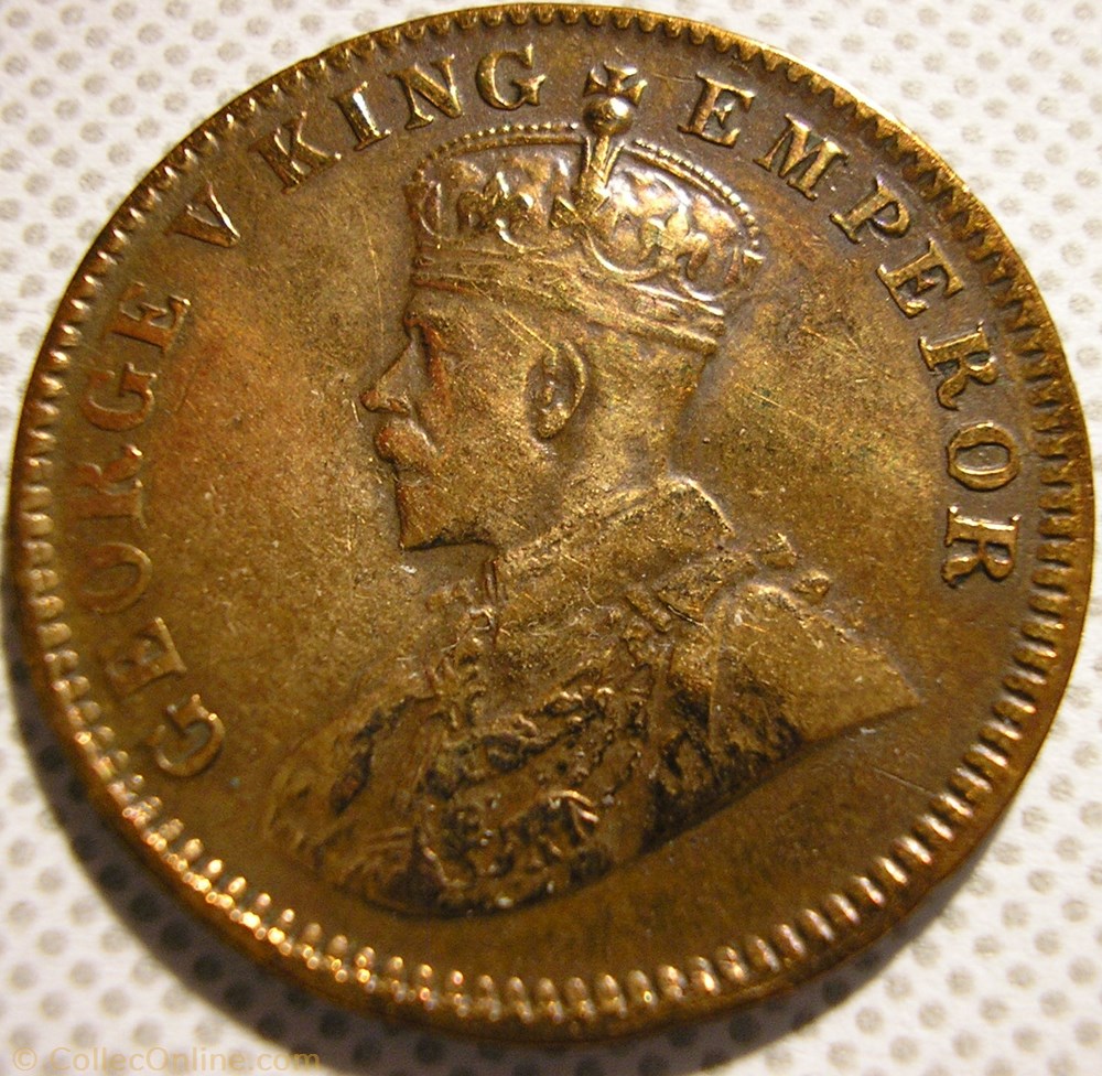 George V - One Quarter Anna 1913 Calcutta - British India Empire (ex.2) 3 monnaies monde inde george v one quarter anna 1913 calcutta british india empire ex 2