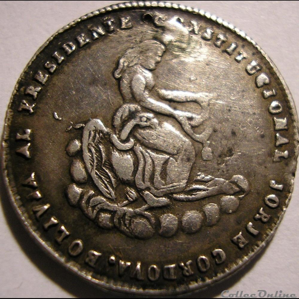 1856 Médaille - José Maria de Acha 2 monnaies monde bolivie 1856 medaille jose maria de acha