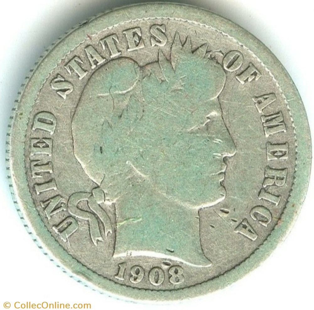 1908 Denver Dime monnaie monde etat uni 1908 denver dime