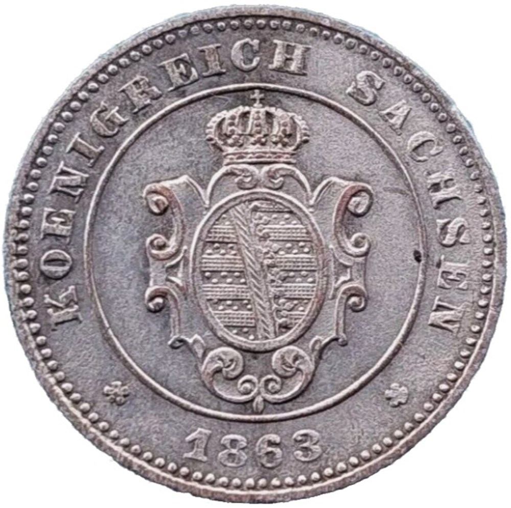 Johann I - 1 Neu-Groschen 1863, Kingdom of Saxony monnaies europe medievale saint empire romain germanique johann i 1 neu groschen 1863 kingdom of saxony