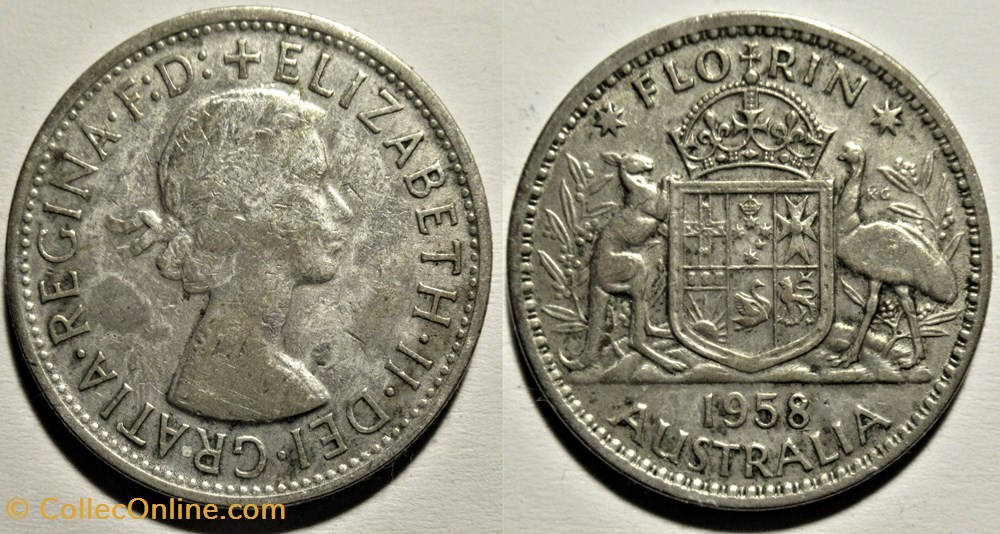 Elizabeth II - One Florin 1958 - Australia monnaies monde australie elizabeth ii one florin 1958 australia