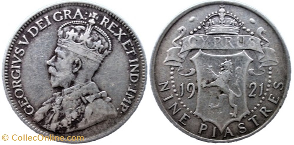 monnaies monde chypre george v nine piastres 1921 cyprus
