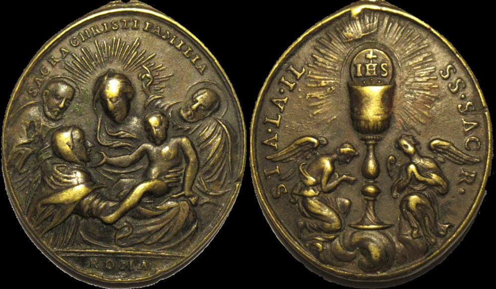 patrimoine religieux objets cultes medaille religieuse de la sainte famille eucharistie c xviiie a rome italie