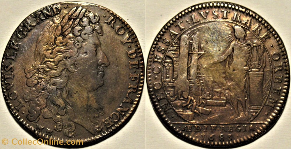 Louis XIV - 1683, Jeton des Bâtiments du Roi - Amphion monnaies paranumismatique jetons poids louis xiv 1683 jeton des batiments du roi amphion