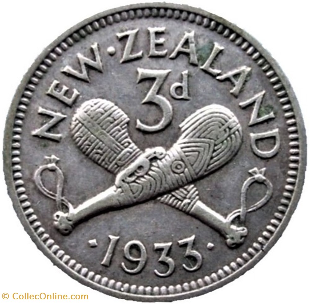 George V - 3 Pence 1933 - New Zealand 3 monnaies monde nouvelle zelande george v 3 pence 1933 new zealand
