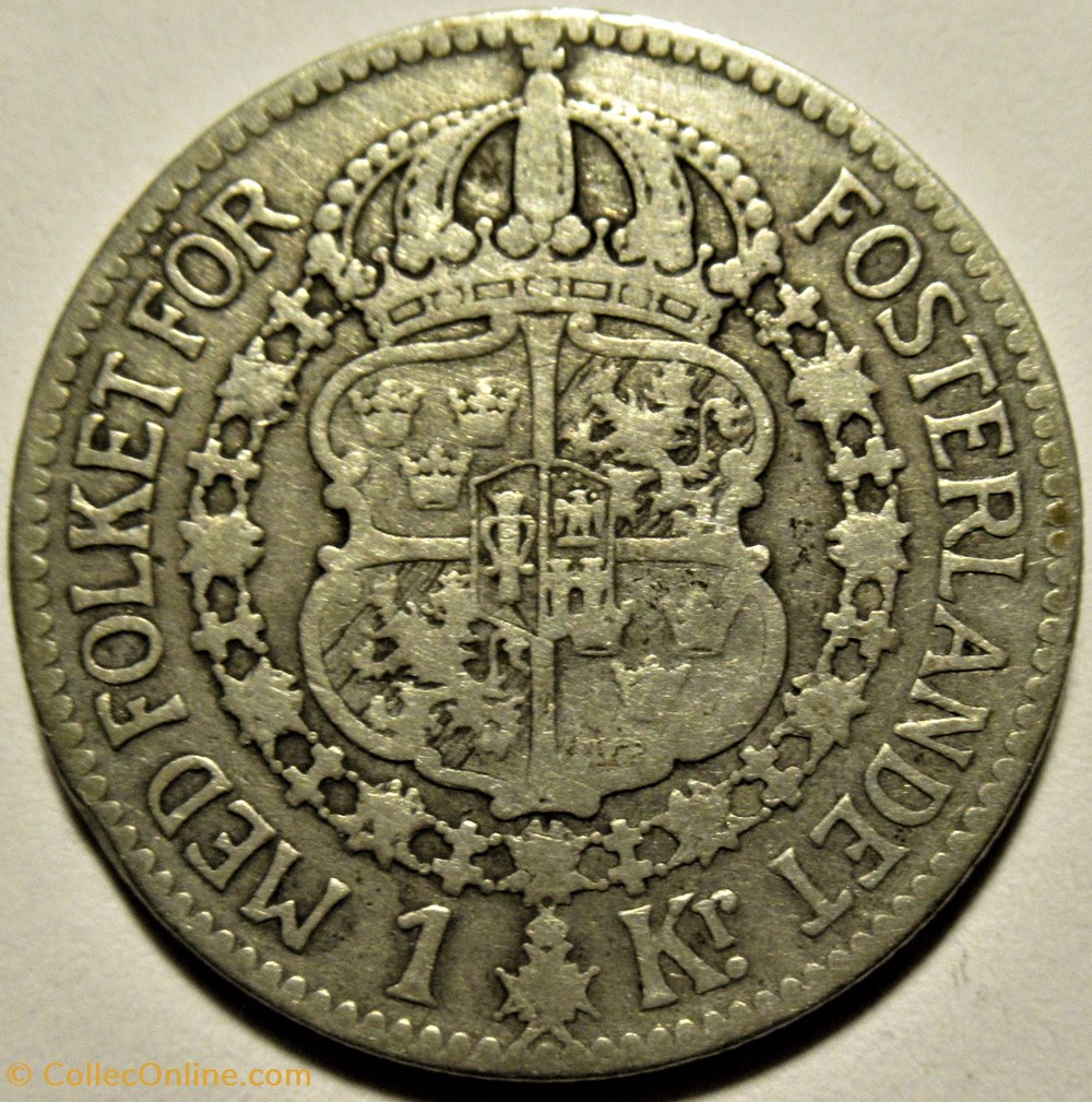 Gustaf V of Sweden - 1 Krona 1910 3 monnaies monde suede gustaf v of sweden 1 krona 1910