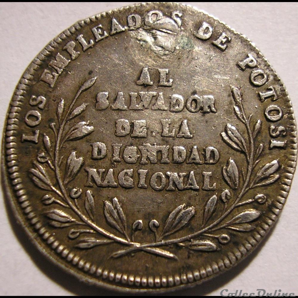 monnaies monde bolivie 1854 potosi medaille al salvador de la dignidad nacional