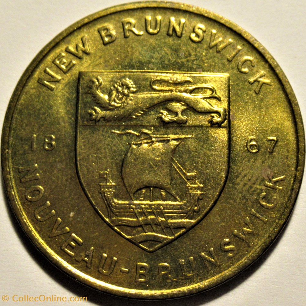 New Brunswick - Provincial Arms and Flowers 1965-68, Shell Oil Token 3 monnaies jetons mereaux new brunswick provincial arms and flowers 1965 68 shell oil token