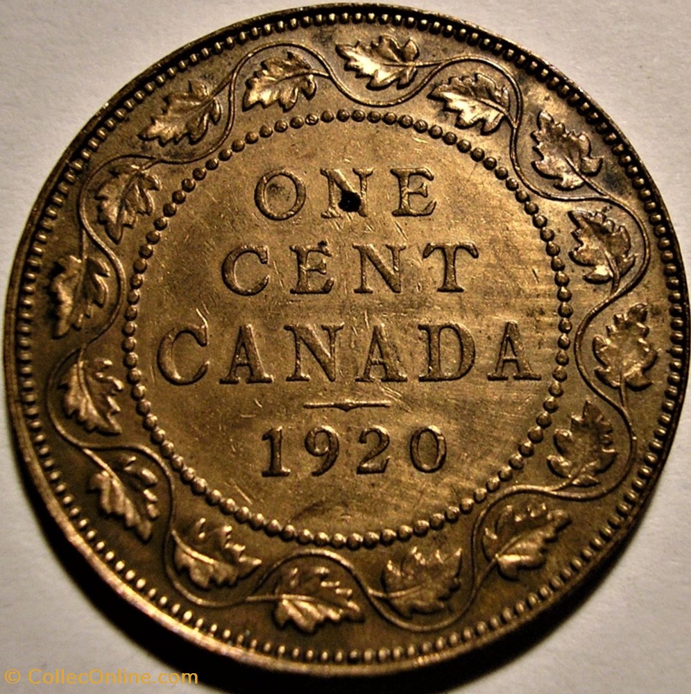 George V - 1 Cent 1920 monnaie monde canadum george v 1 cent 1920