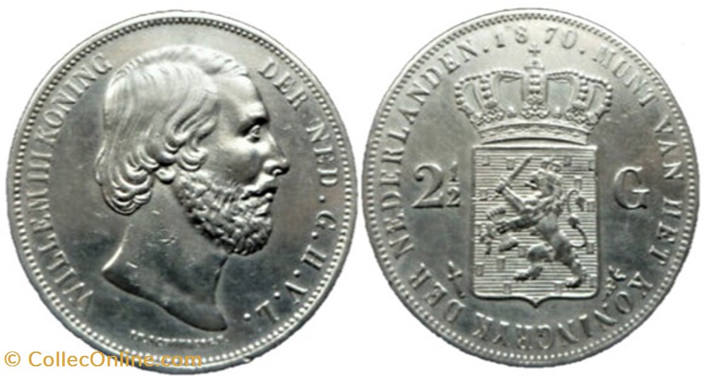 Willem III of Nederland, 2-1/2 Gulden 1870 monnaies monde pays bas willem iii of nederland 2 1 2 gulden 1870