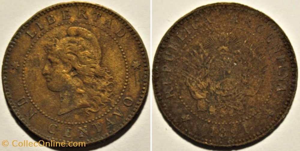 Argentina - Un Centavo 1891 monnaies monde argentine argentina un centavo 1891