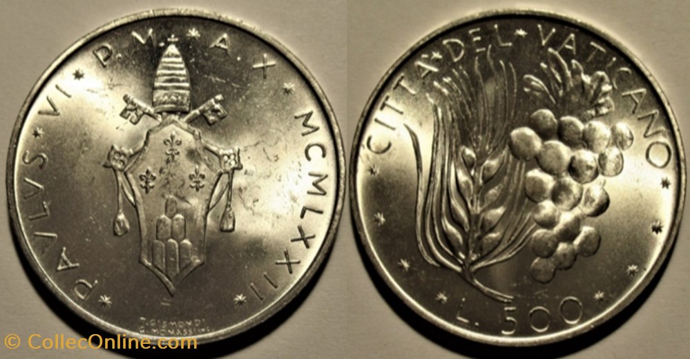 Paulus VI - 500 Lire 1972 Città del Vaticano, Roma monnaies monde paulus vi 500 lire 1972 citta del vaticano roma