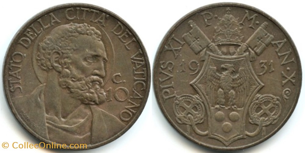monnaies monde pio xi papa 10 centesimi 1931 san pietro vaticano