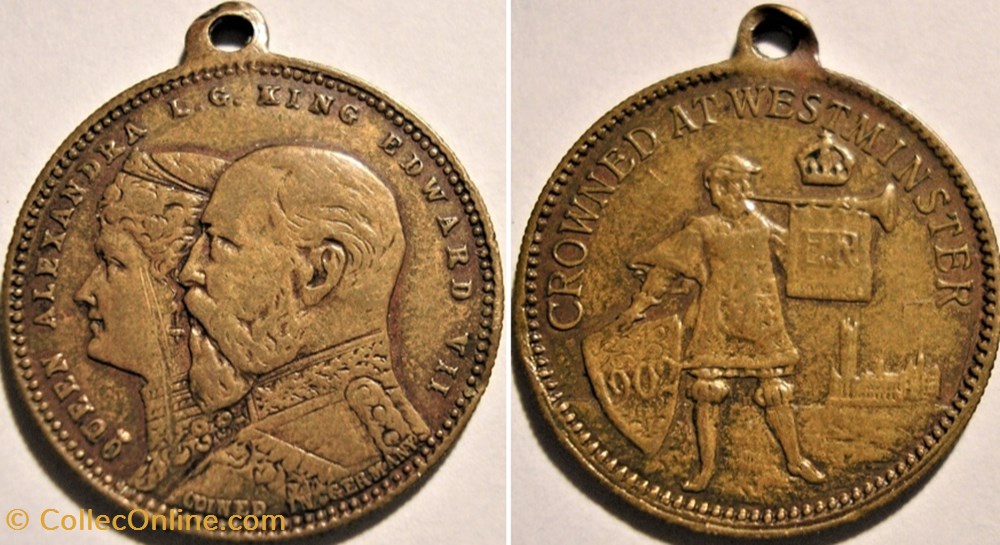 Edward VII & Alexandra - Medalet, the Crowning at Westminster in 1902 UK monnaie jeton mereaux edward vii alexandra medalet the crowning at westminster in 1902 uk