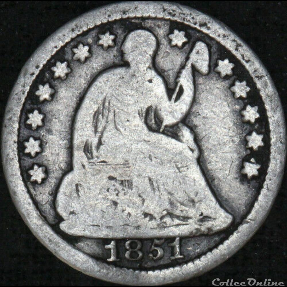 1851 Half Dime monnaies monde etats unis 1851 half dime
