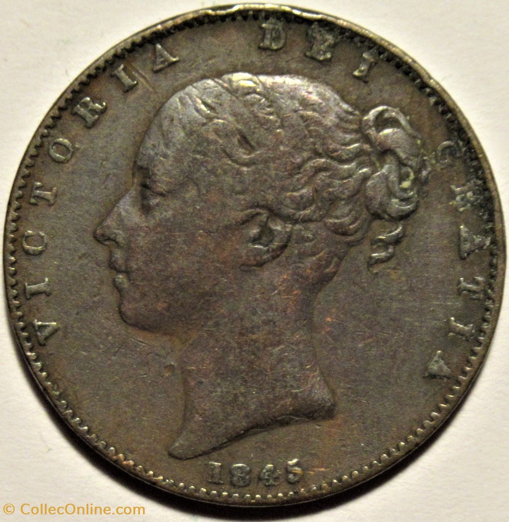 Victoria - One Farthing 1845 - Kingdom of Great Britain monnaies monde royaume uni victoria one farthing 1845 kingdom of great britain