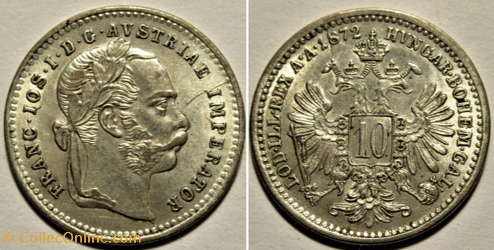 Franz Joseph I - 10 Kreuzer 1872, Vienna - Austrian Empire - Die Crack monnaies monde autriche franz joseph i 10 kreuzer 1872 vienna austrian empire die crack