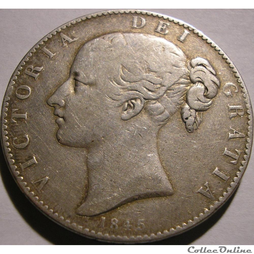 Victoria - Crown 1845 - Kingdom of Great Britain 3 monnaies monde royaume uni victoria crown 1845 kingdom of great britain