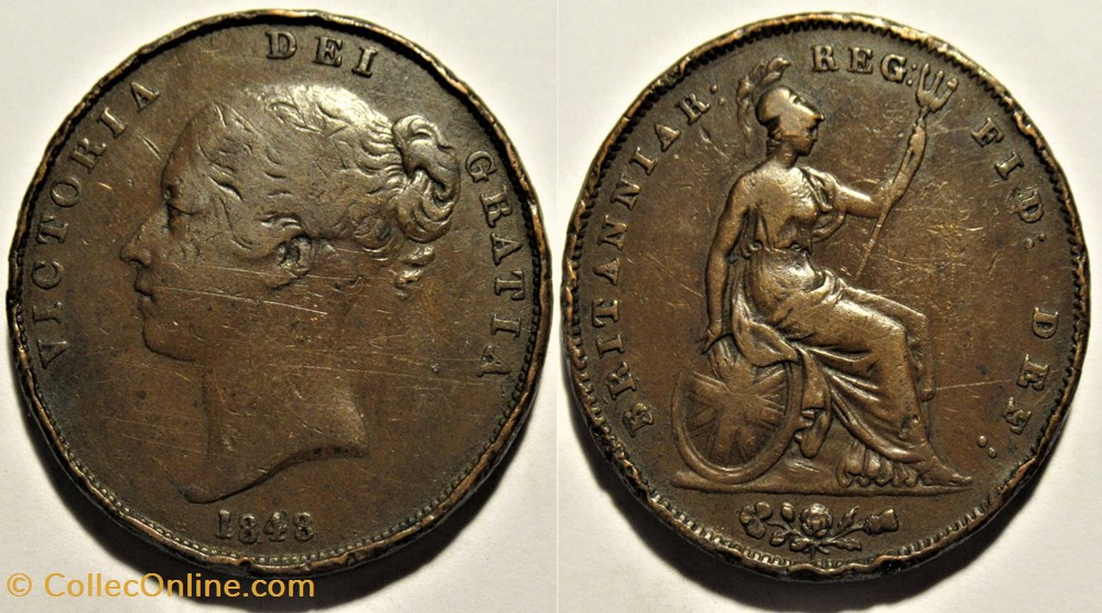 Victoria - One Penny 1848 - Kingdom of Great Britain (2ex.) monnaies monde royaume uni victoria one penny 1848 kingdom of great britain 2ex