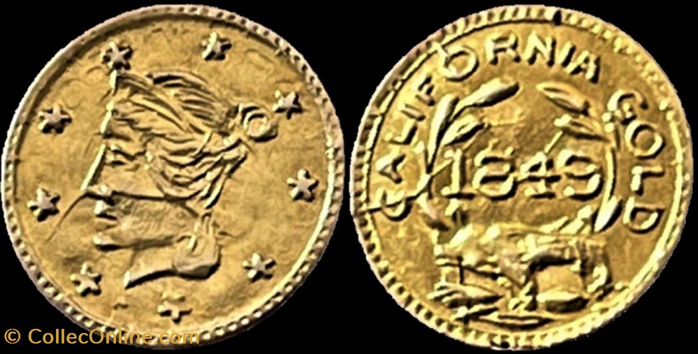 California Gold, 1849 - Token, Liberty Head monnaies paranumismatique jetons poids california gold 1849 token liberty head