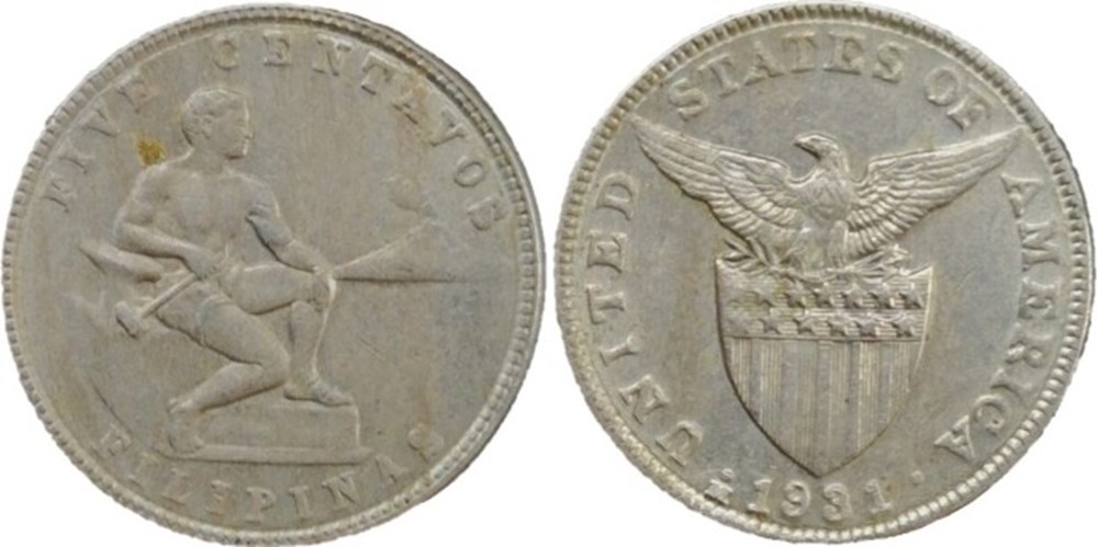 1931 Manila, 5 Centavos - Philippines U.S. Administration monnaies monde 1931 manila 5 centavos philippines u s administration