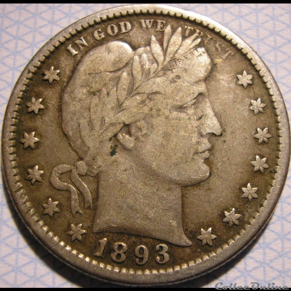 1893 San Francisco Quarter $ (ex.2) monnaie monde etat uni 1893 san francisco quarter ex 2